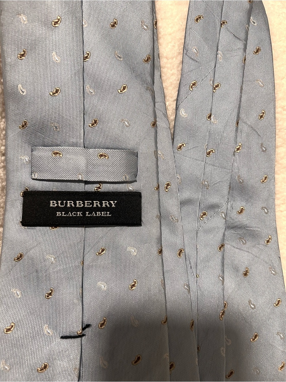Burberry Light Blue Silk Paisley Motif Tie